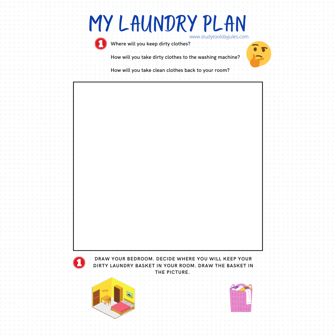 Free ADHD Worksheet My Laundry Plan STUDY TOOLS BY JULES